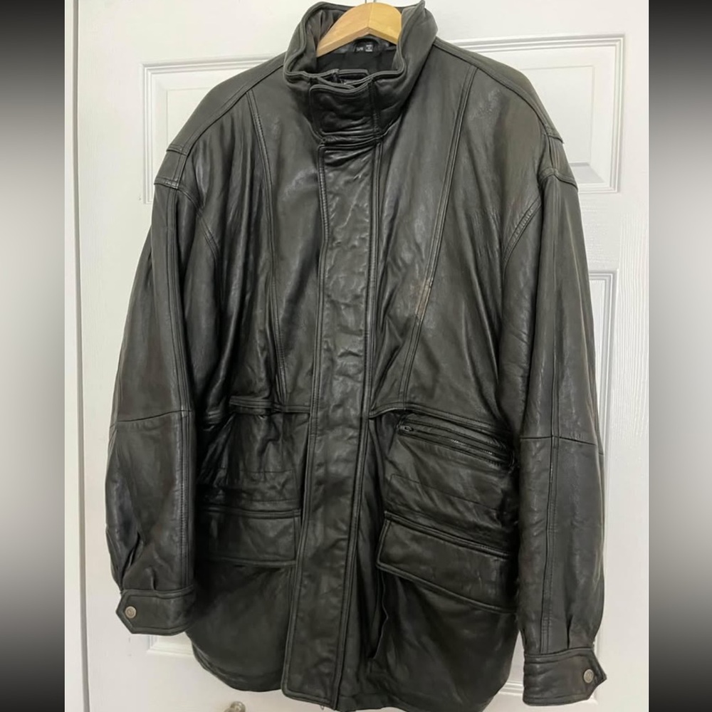 Vintage Andrew Marc Men's Leather Jacket, Black